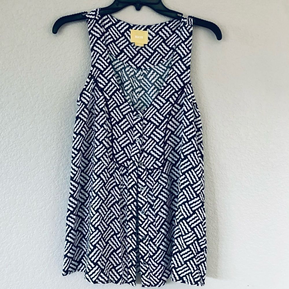 Maeve Anthropologie Patterned Sleeveless Blouse Top 2